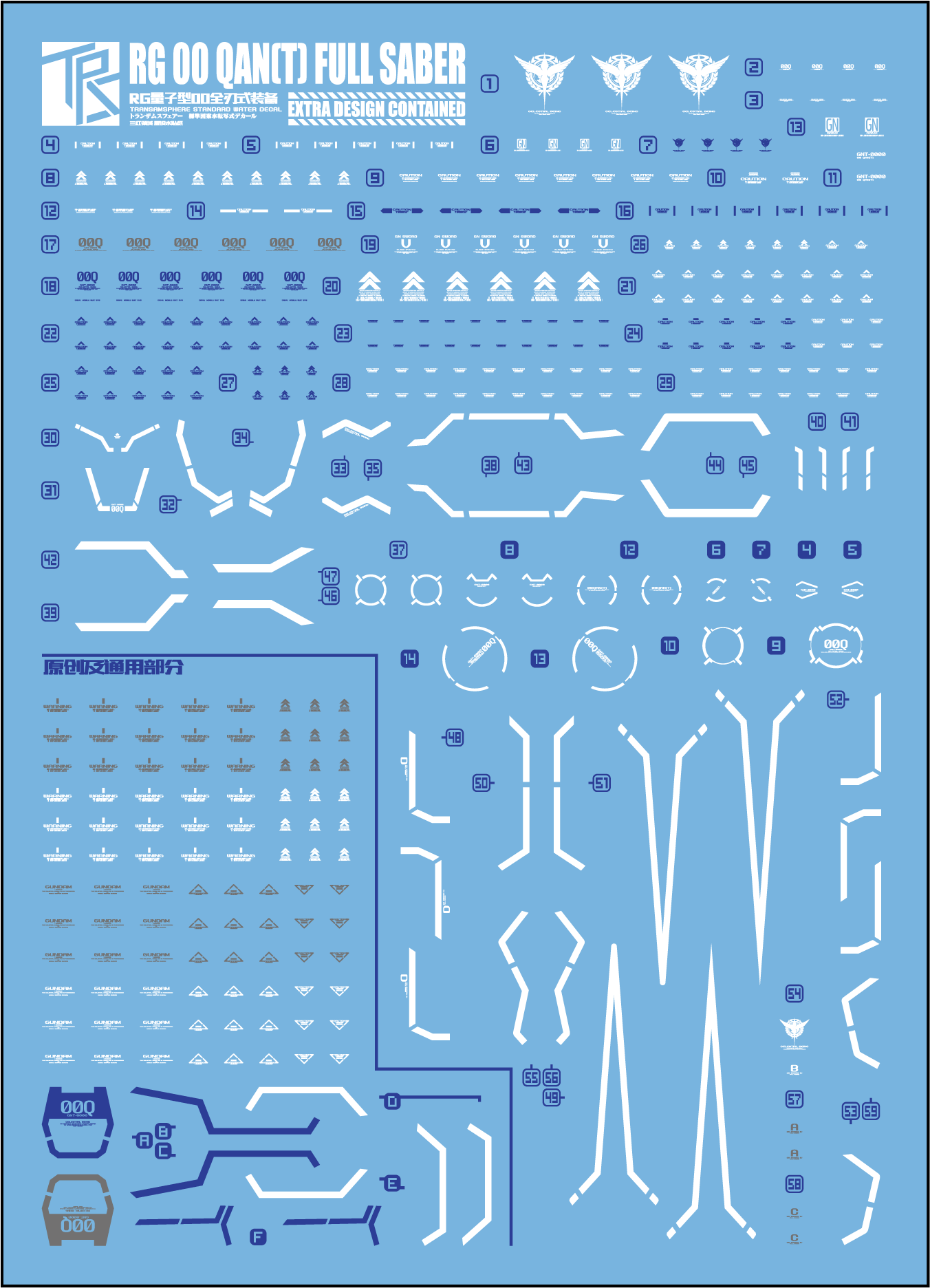Water Decal 002 RG OO Qan(T) Full Saber ยี่ห่อ TRS-Decal