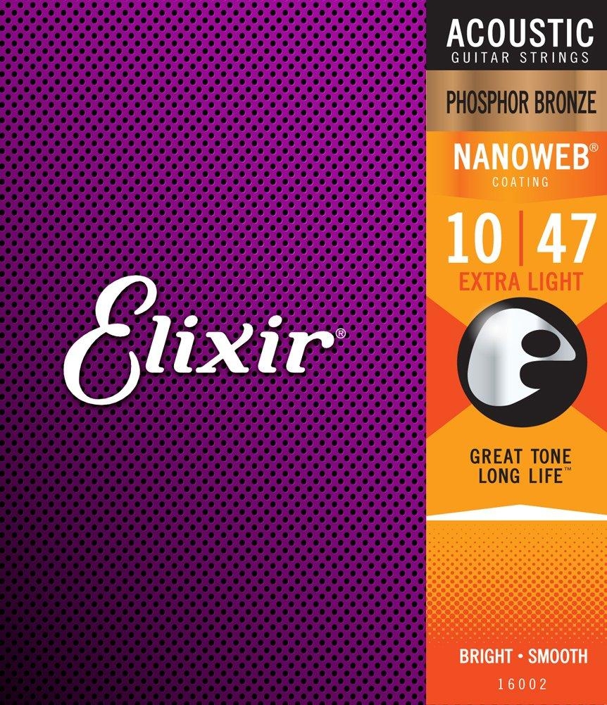 สายกีตาร์โปร่ง Elixir เบอร์ 10 / 47 Nanoweb (12052) เคลือบสนิม