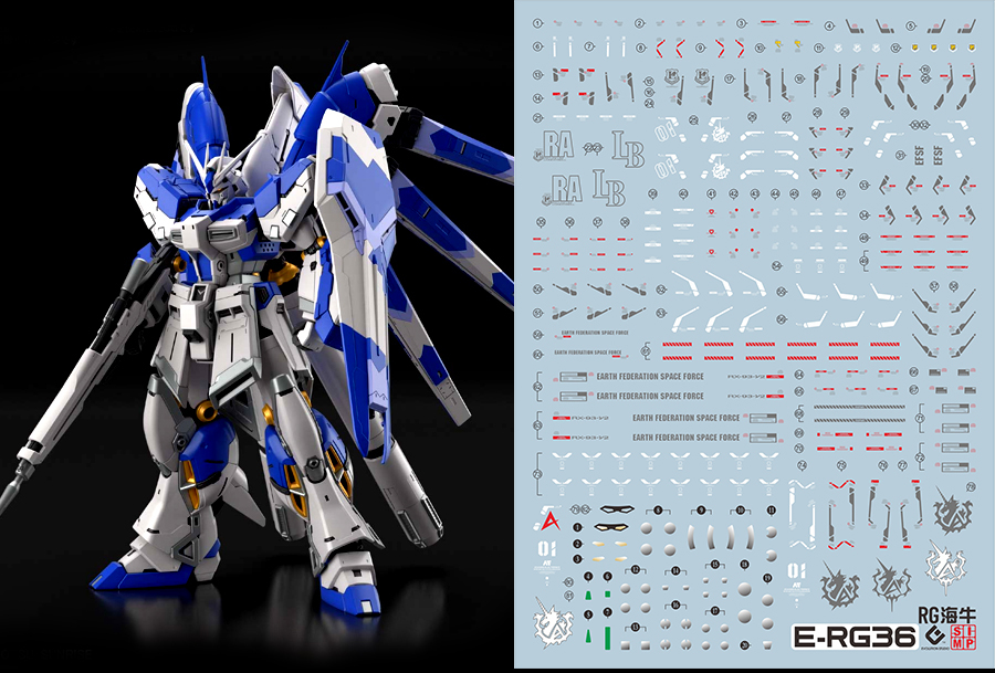 124 Water Decal RG1/144 Hi-Nu Gundam ยี่ห่อ S.I.M.P. Model Decal