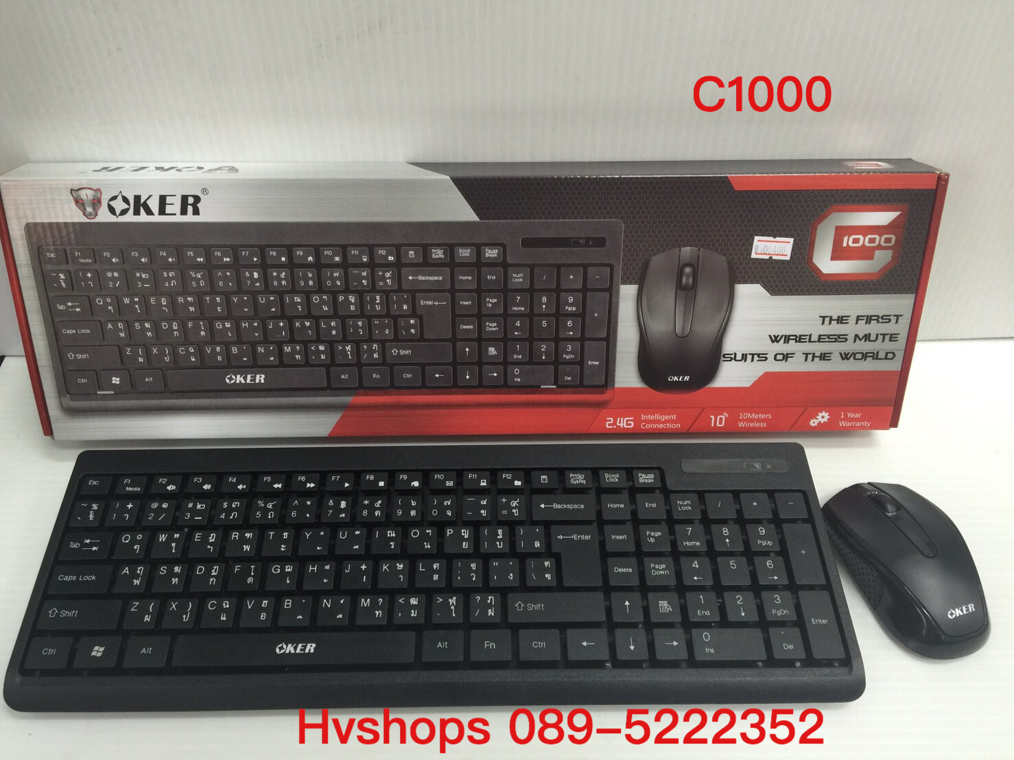 คีย์บอร์ด keyboard oker C1000 ดำ ไร้สาย