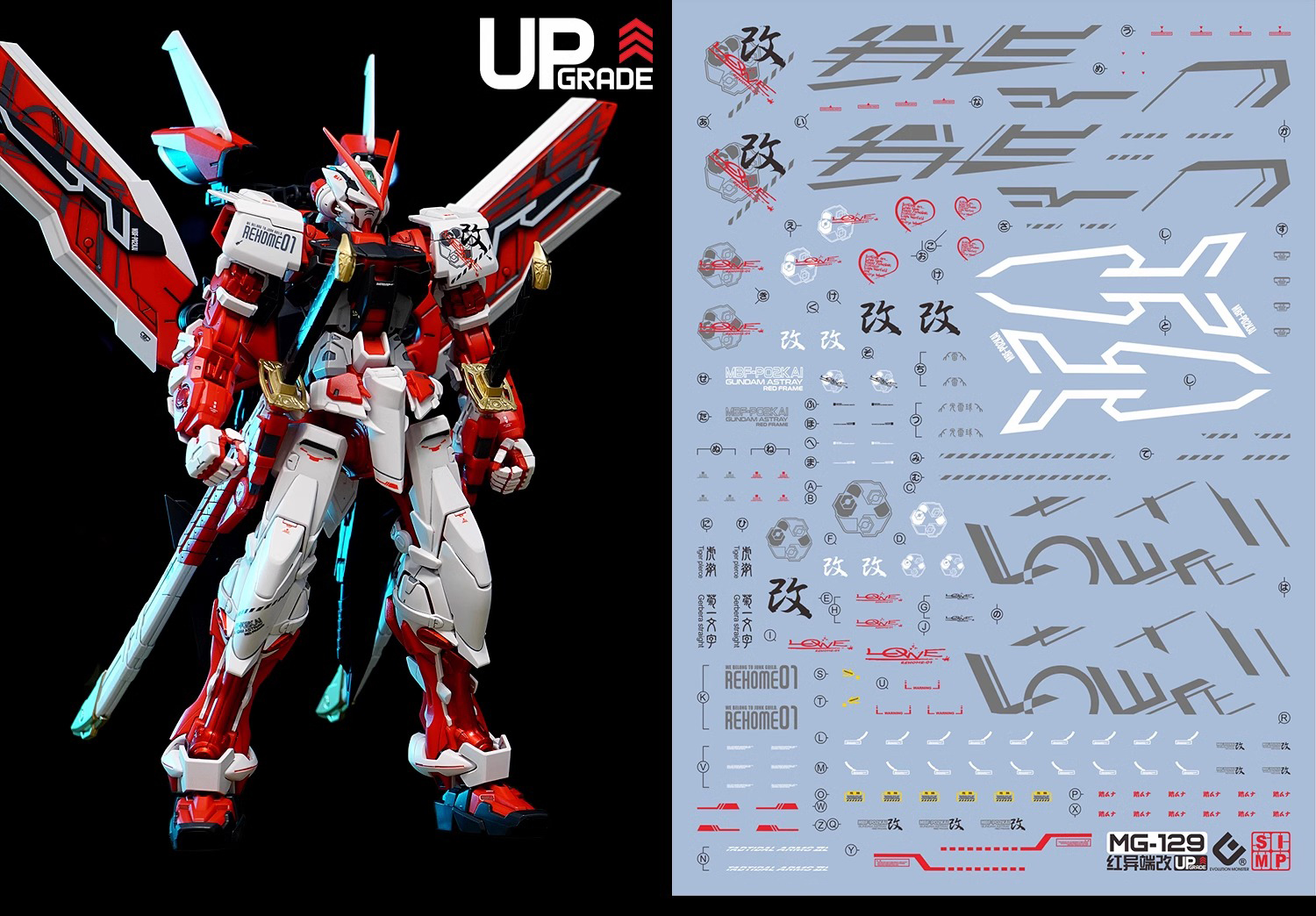 026 Water Decal MG1/100 Gundam Astray Red Frame ยี่ห่อ S.I.M.P. Model Decal