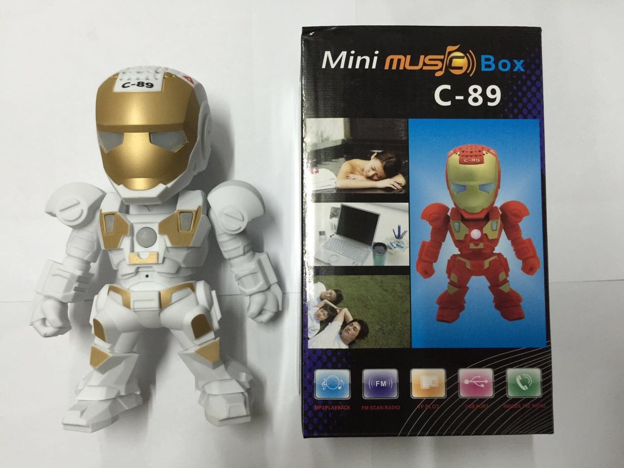 ลำโพง Bluetooth Mini Music Box C-89 Iron Man