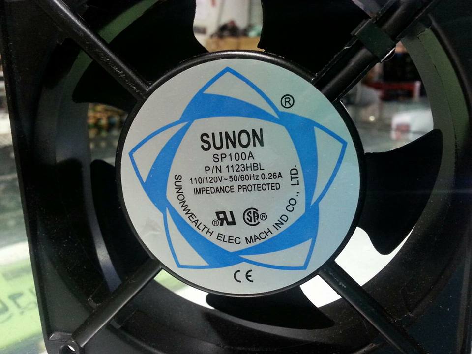 พัดลม,SUNON,110VAC,0.26A,ขนาด,120x120x38MM,SP100A,P/N,1123HBL