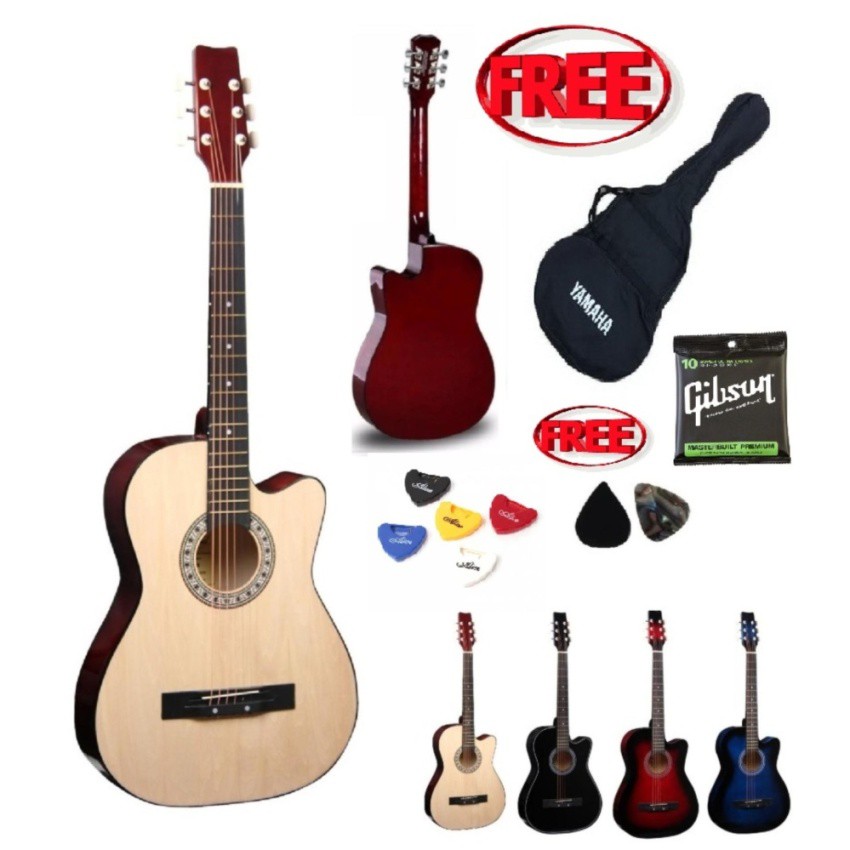 Acoustic Guitar Rose R-38C สีไม้ ลูกบิดเหล็กอย่างดี