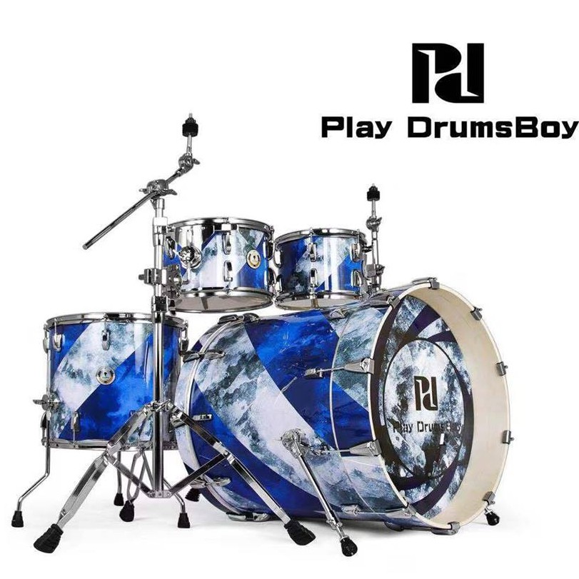 กลองชุดใหญ่ ดีไซด์สวย มีเอกลักษณ์เฉพาะตัว Play Drums Boy รุ่น Playboy Series สี Rotate the ink กลองชุด 5 ใบ ขนาดมาตรฐาน