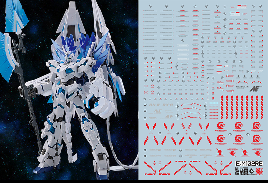 147 Water Decal MG1/100 Unicorn Gundam Perfectibility Color Red (สีแดง) ยี่ห่อ S.I.M.P. Model Decal