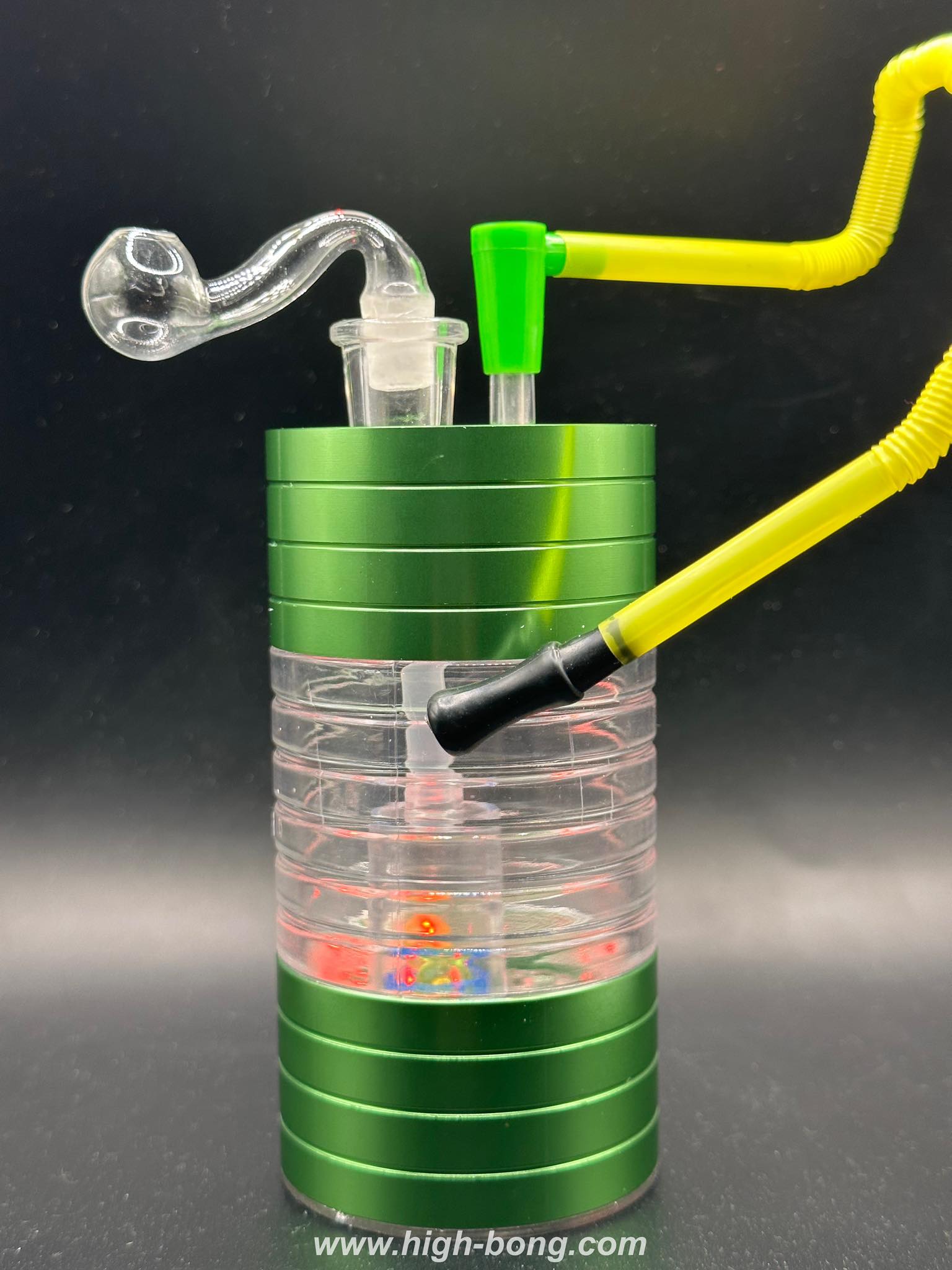 Acrylic bong สีเขียวตุ้มแก้วขัดทราย (12 cm.)