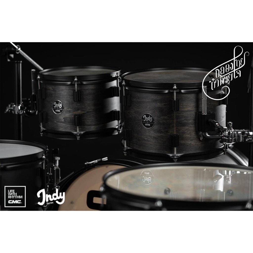 กลองชุด CMC Indy Series 2020ไม้ Poplar OPTION 2 สีเทาพร้อมชุด Hardware + ฉาบ AA