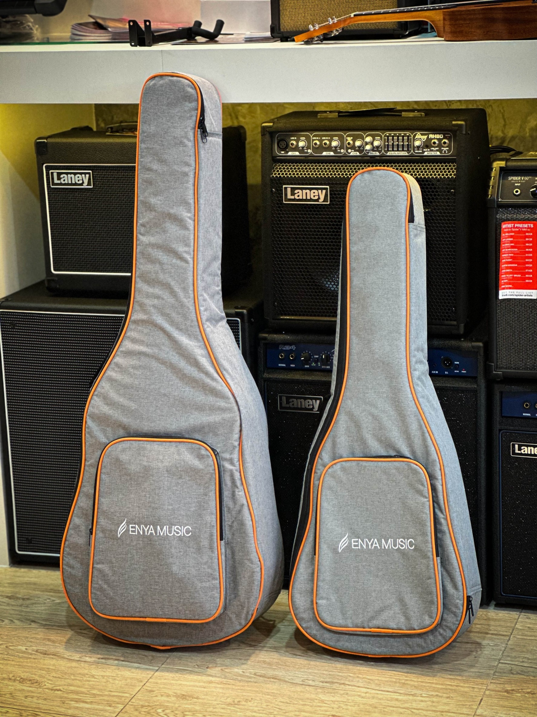 ENYA ซอฟเคสกีต้าร์โปร่ง ขนาด 34 / 41 นิ้ว สีเทา-ส้ม กระเป๋ากีต้าร์โปร่ง บุฟองน้ำภายใน มีหูหิ้ว/สายสะพาย