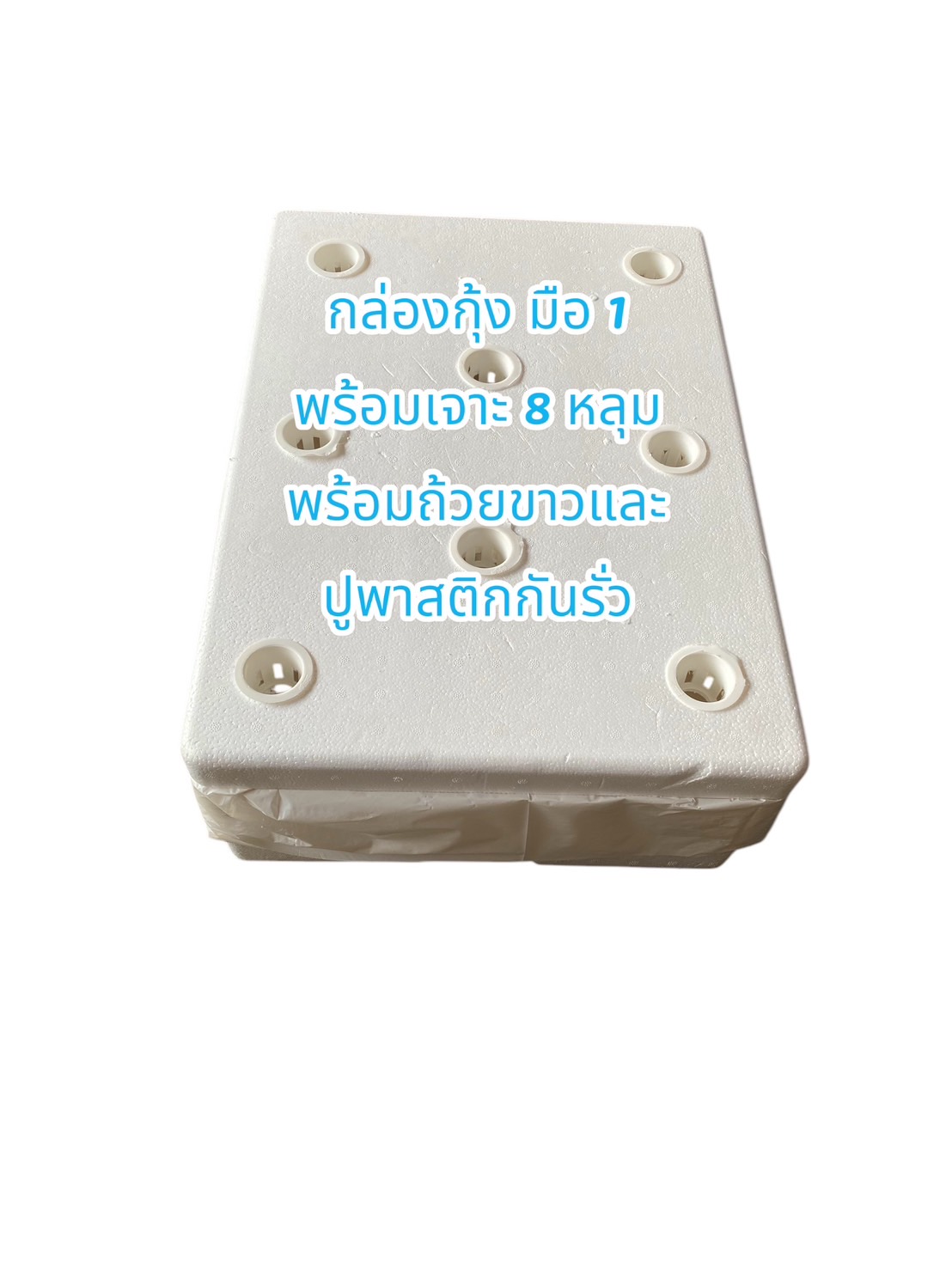 กล่องโฟม กล่องกุ้งมือ1+ถ้วยขาว 8 ใบ+ปูพาสติกกันรั่ว