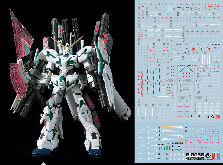 134 Water Decal RG1/144 Full Armor Unicorn ยี่ห่อ S.I.M.P. Model Decal