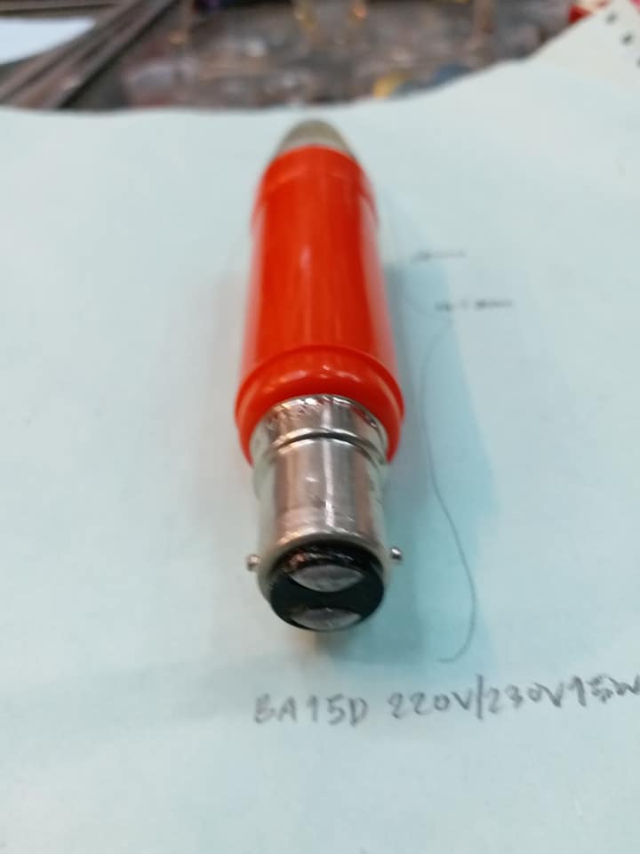 หลอดไฟเจ้าที่หลอดไฟเทียนแดงหลอดใสหลอดไฟ220V-240VAC15Wขั้วBA15Dขั้ว2จุดชนาดเส้นผ่านศูนย์กลางขั้วอ้วน15mmหลอดไฟ220VACหลอดไส้220VACหลอดสีใสขนาดเส้นผ่านศูนย์กลางอ้วน26มม.ยาว145มม.ขาลวดทองแดงขายหลอดไฟหลอดไส้หลอด220V(26x145mm)ราคาดวงล่ะราคาตัวล่ะ