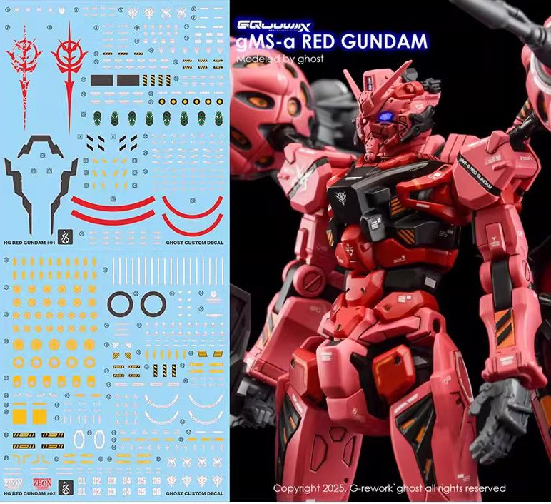 Water Decal 243 HG1/144 Red Gundam (GQ) ยี่ห้อ Ghost Decal