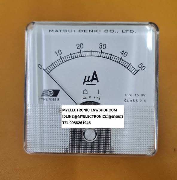 ขาย , มิเตอร์ , 50UA , มิเตอร์50uA , รุ่น , TYPE : M65S , PANAL , METER , มิเตอร์ , 50uA , SIZE , ขนาด , 80×80MM. ขนาดเส้นผ่านศูนย์กลาง , ด้านหลัง , อ้วน , 65MM. , ยี่ห้อ , MATSUDENKI , MADE , IN , JAPAN , ของแท้ , ราคา , ตัวละ , . . . , หน่วย , บาท