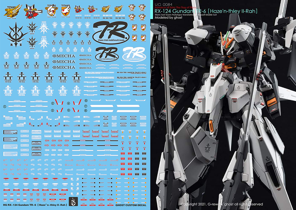 Water Decal 058 HGUC1/144 TR-6 Hazenthley II Rah ยี่ห่อ Ghost-Decal