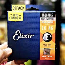 [1กล่อง3ชุด] Elixir® PACK สายกีตาร์ไฟฟ้าเคลือบกันสนิม Nickel Plated Steel Nanoweb เบอร์ 10 (10-46) | ของแท้ Made in USA. #16542