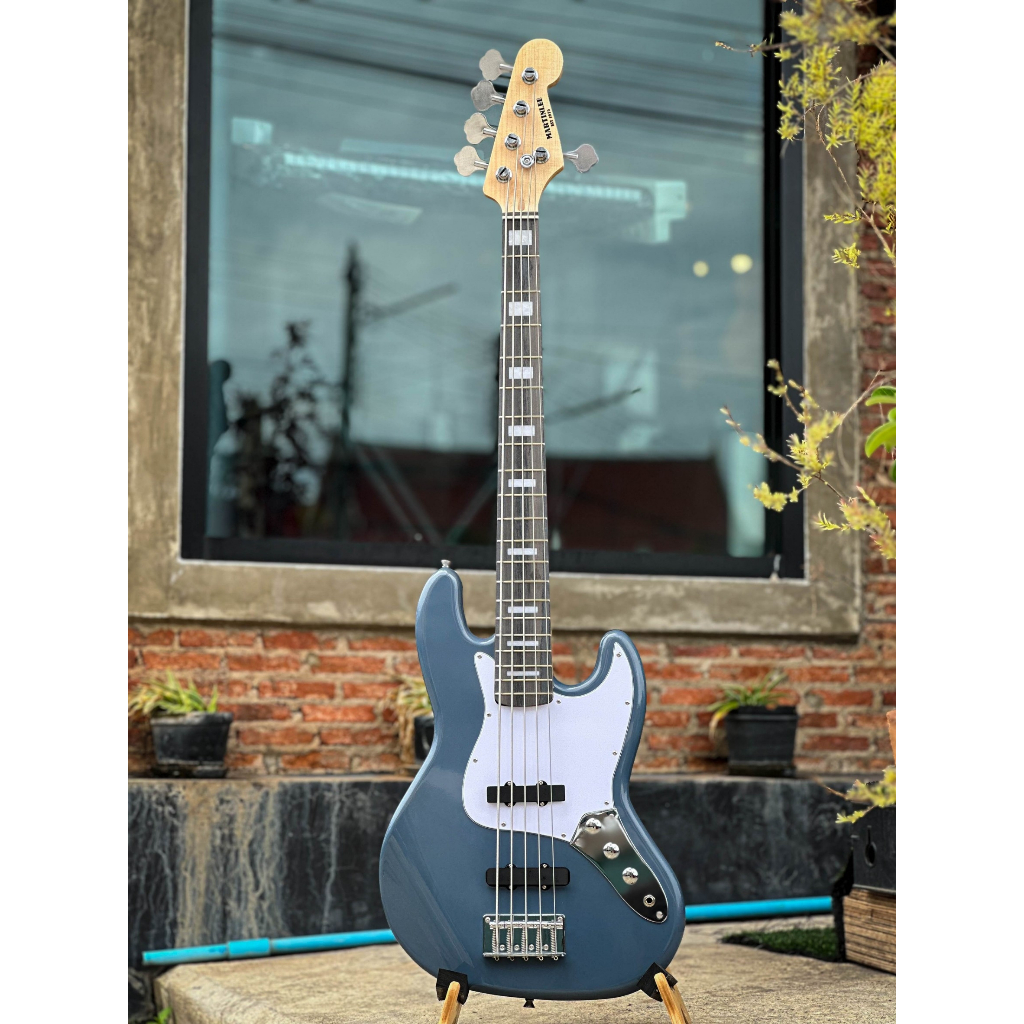 เบส Martinlee รุ่น JB98R-5 ทรงJazz Bass จำนวน 5 สาย สีเทา ไม้เคลือบเงา คอไม้เมเปิ้ล เบสไฟฟ้า ✅แถมกระเป๋า