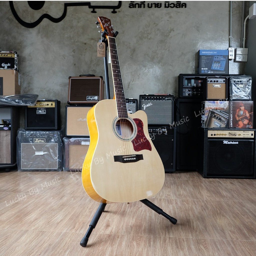 กีต้าร์โปร่ง Kazuki KZ-41C กีต้าร์ ขนาด 41 นิ้ว สีไม้ พร้อมของแถมสุดคุ้ม เล่นง่าย สบายมือ - รับประกัน