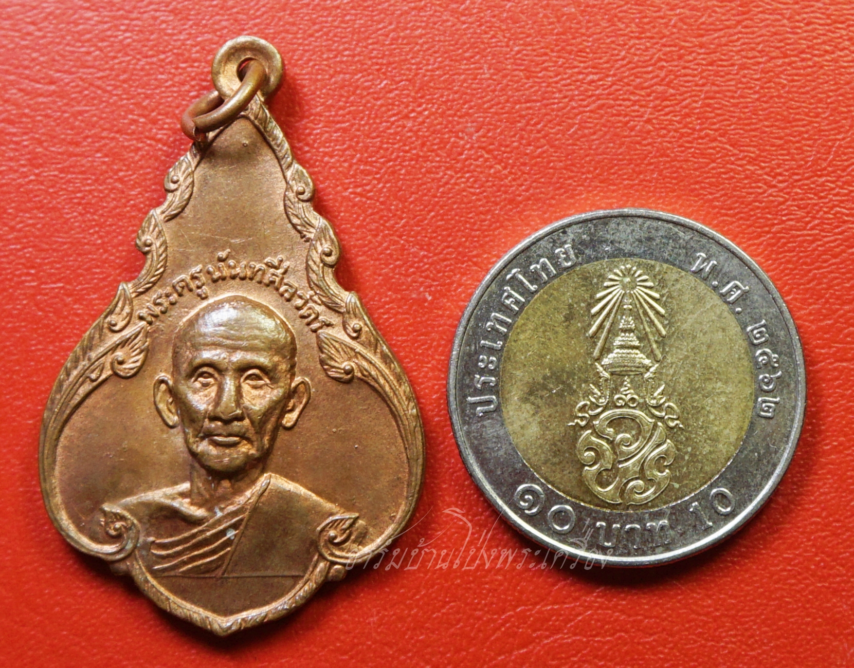 พระครูนันทศีลวัตร(เพลิน ธมมมิโก) วัดหนองไม้เหลือง เนื้อทองแดงผิวไฟ(องค์ที่1)