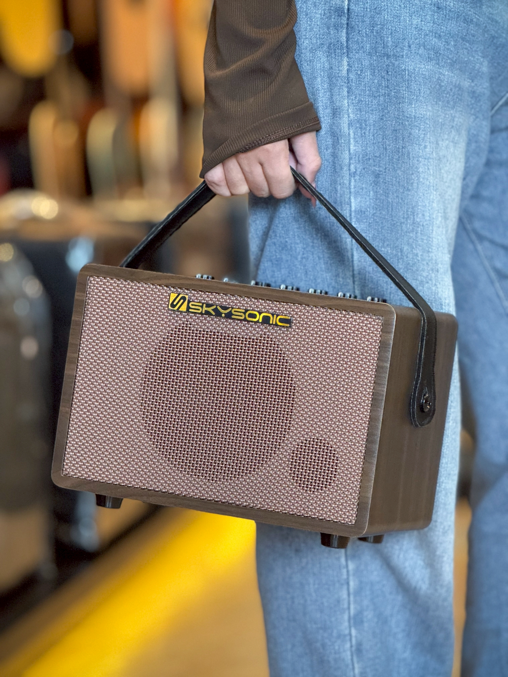 แอมป์กีตาร์โปร่ง Skysonic SC-25 PRO MINI | Bluetooth เชื่อมต่อง่าย 25 วัตต์ พร้อมหูจับพกพาสะดวก 2 อินพุต ชาร์จ Type-C รับประกันสินค้า