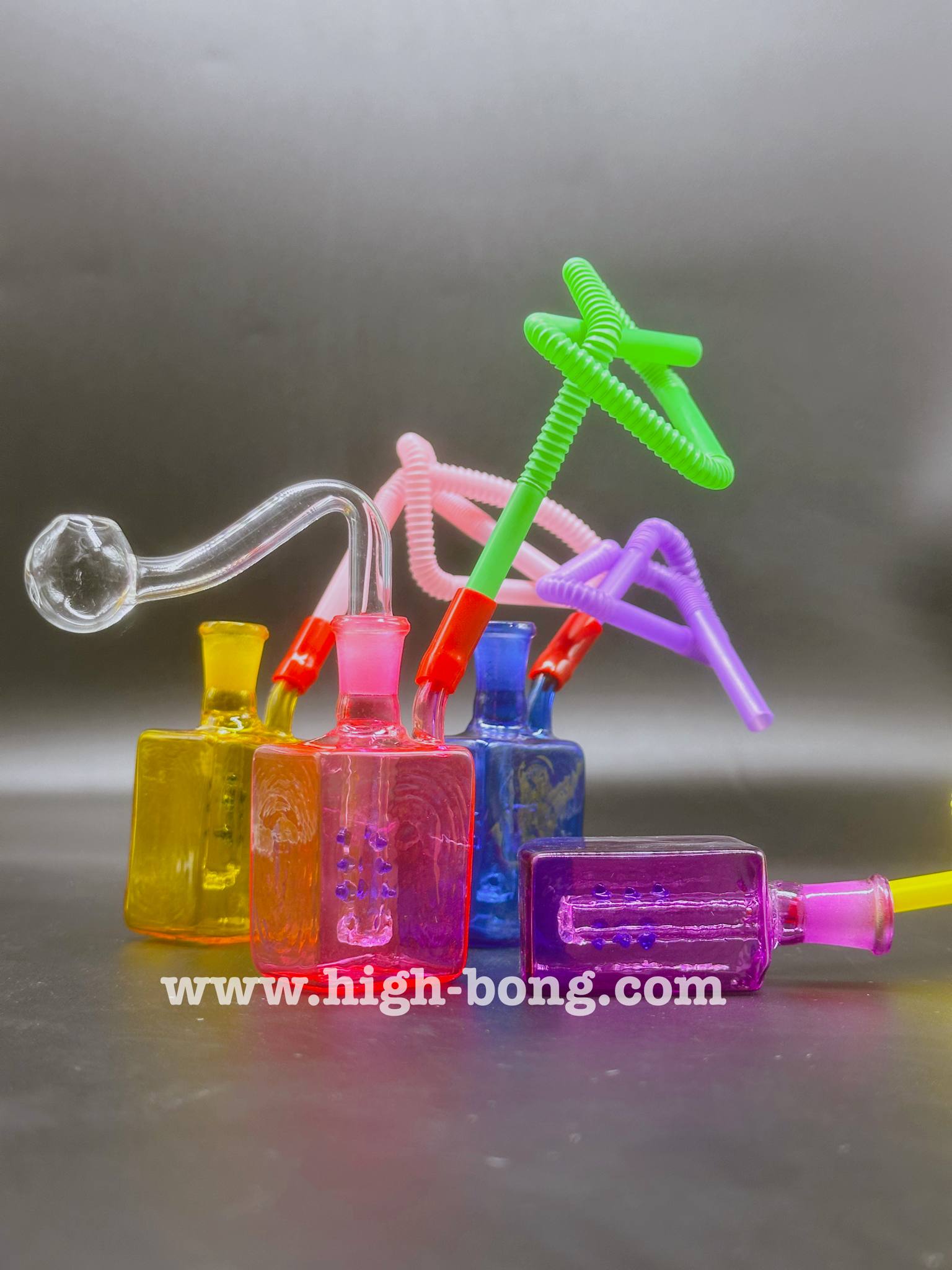 Colorful Glass Bong (6 cm.)(Pink)