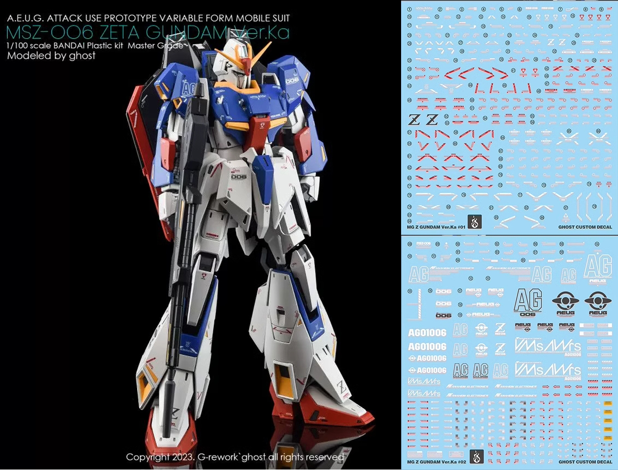 Water Decal 168 MG1/100 Zeta Gundam Ver.KA ยี่ห่อ Ghost-Decal