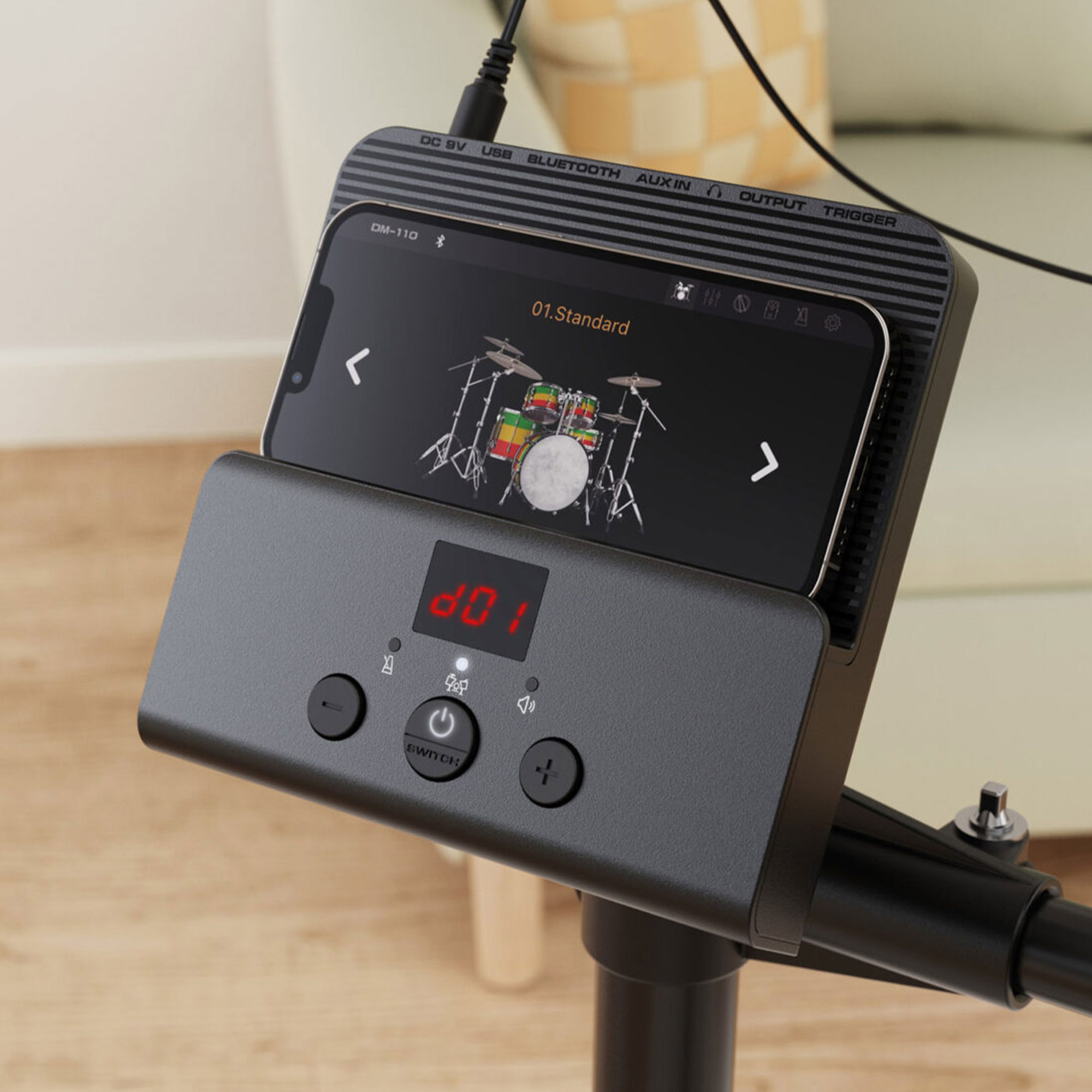 NUX กลองไฟฟ้า รุ่น DM-110 ฟีเจอร์การปรับแต่งครบครัน จอแสดงผล LED Segment ช่องต่อ USB: USB Audio, USB MIDI