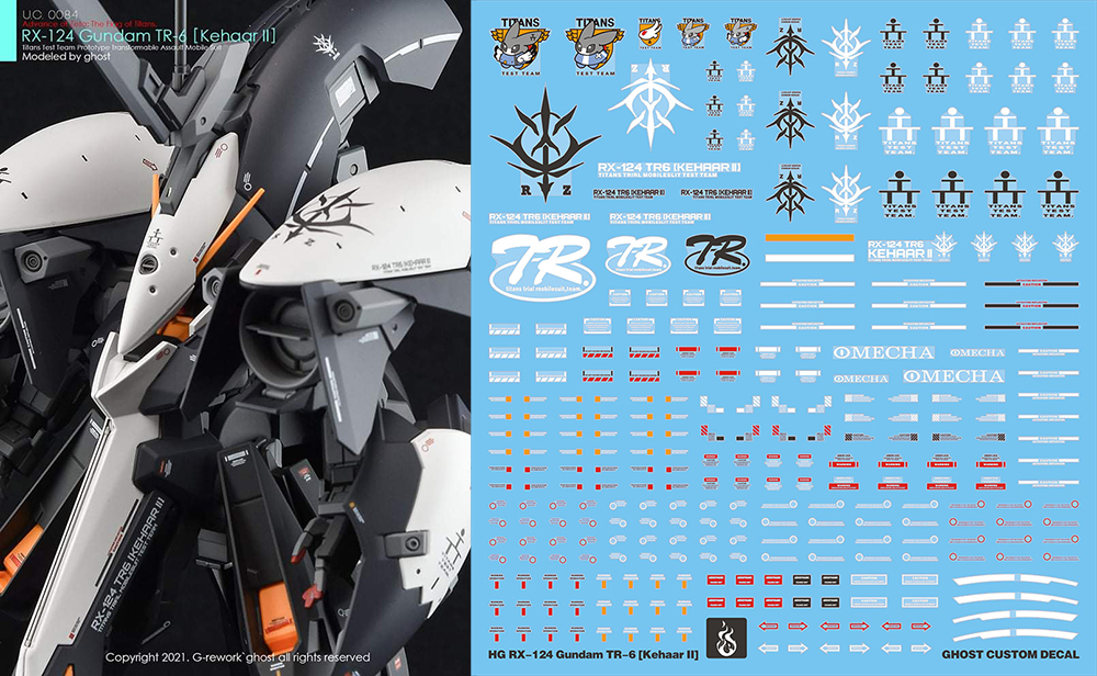Water Decal 063 HG Gundam TR-6 (Kehaar II) ยี่ห่อ Ghost-Decal