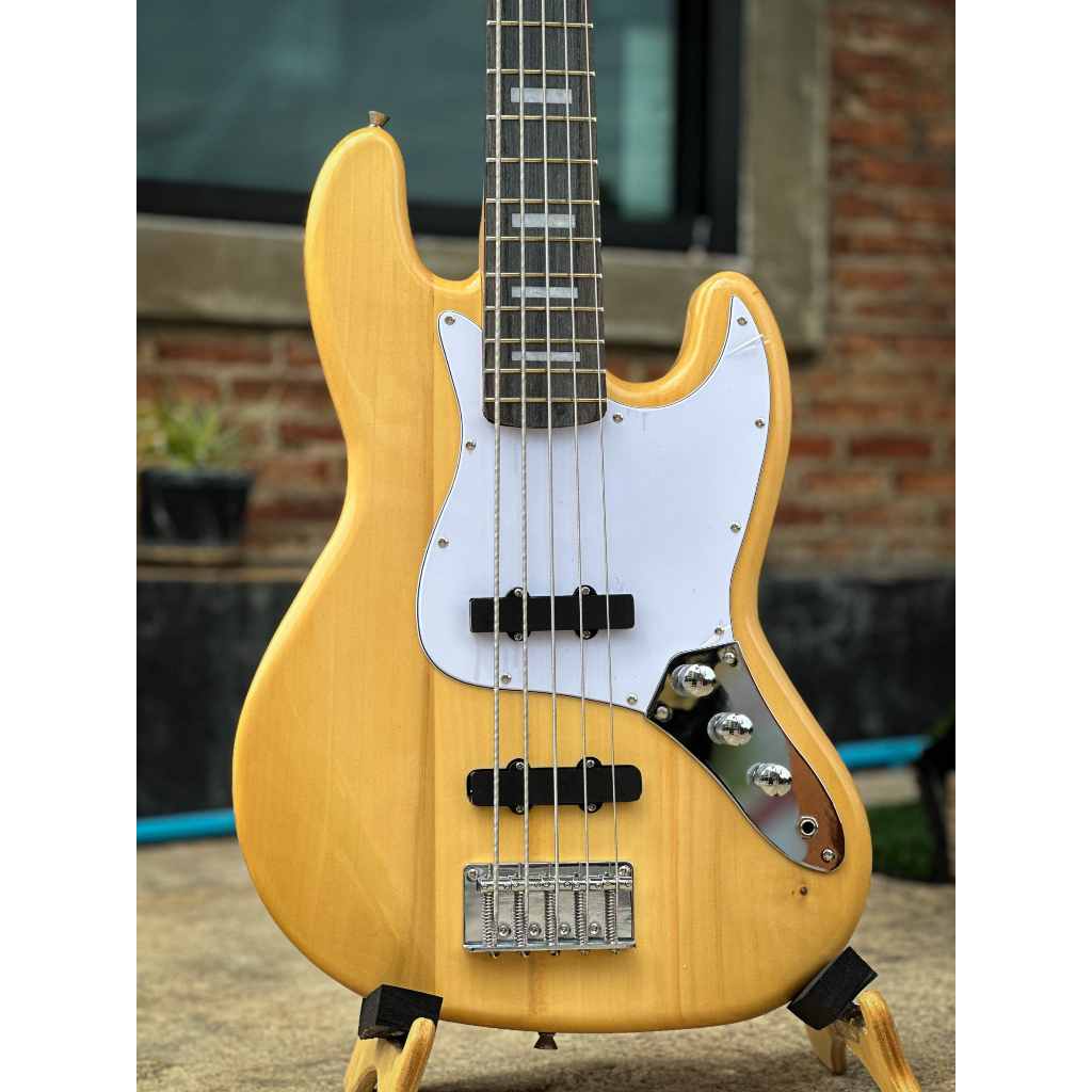 Martinlee เบสไฟฟ้า JB98R-5 สีไม้อ่อน จำนวน 5 สาย ทรง Jazz Bass งานไม้เคลือบเงา คอไม้เมเปิ้ล ✅แถมกระเป๋า