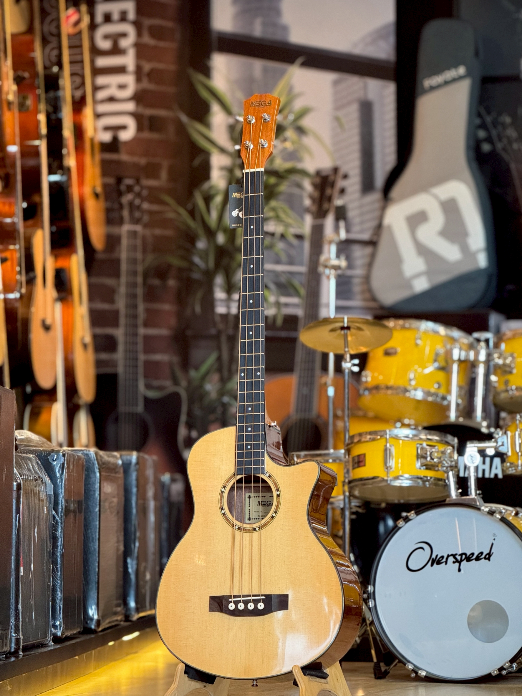 เบสโปร่งไฟฟ้า Acoustic Bass 4 สาย 46 นิ้ว 21 เฟรต ภาคไฟฟ้า G-Tone 4 พร้อมสายแจ็ค