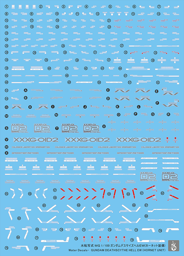 Water Decal 044 MG1/100 Gundam Deathscythe-Hell EW (Hornet Unit) ยี่ห่อ Ghost-Decal