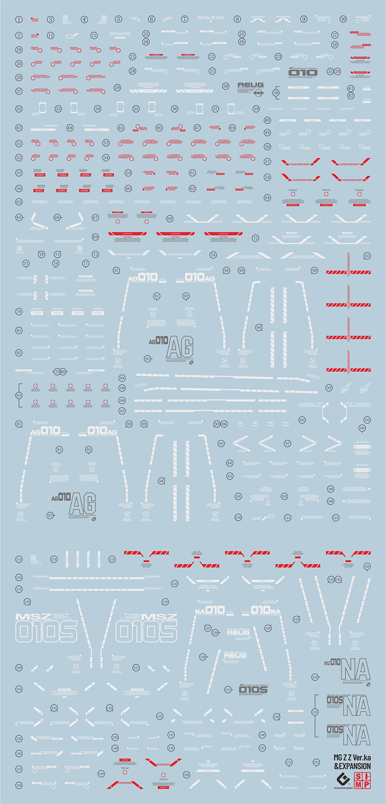 067 Water Decal MG1/100 ZZ Gundam ยี่ห่อ S.I.M.P. Model Decal