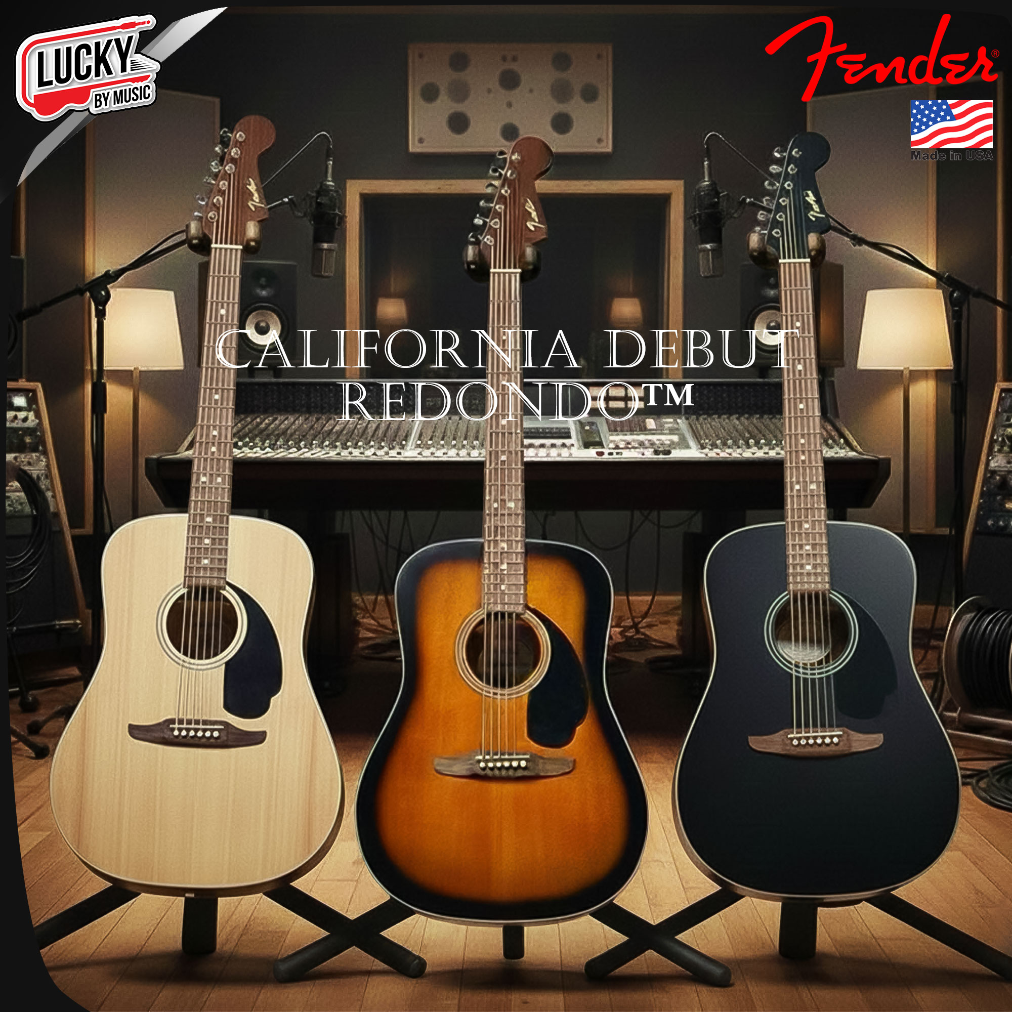 กีตาร์โปร่ง Fender California Debut Redondo หัวทรง 6-in-line