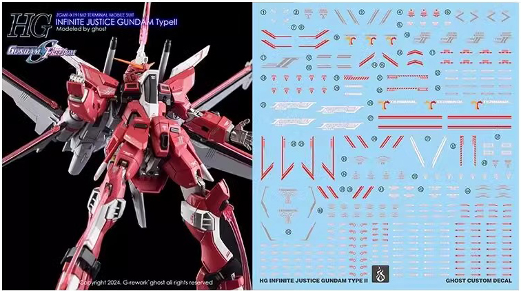 Water Decal 210 HG1/144 Infinite Justice Gundam Type 2 ยี่ห้อ Ghost Decal