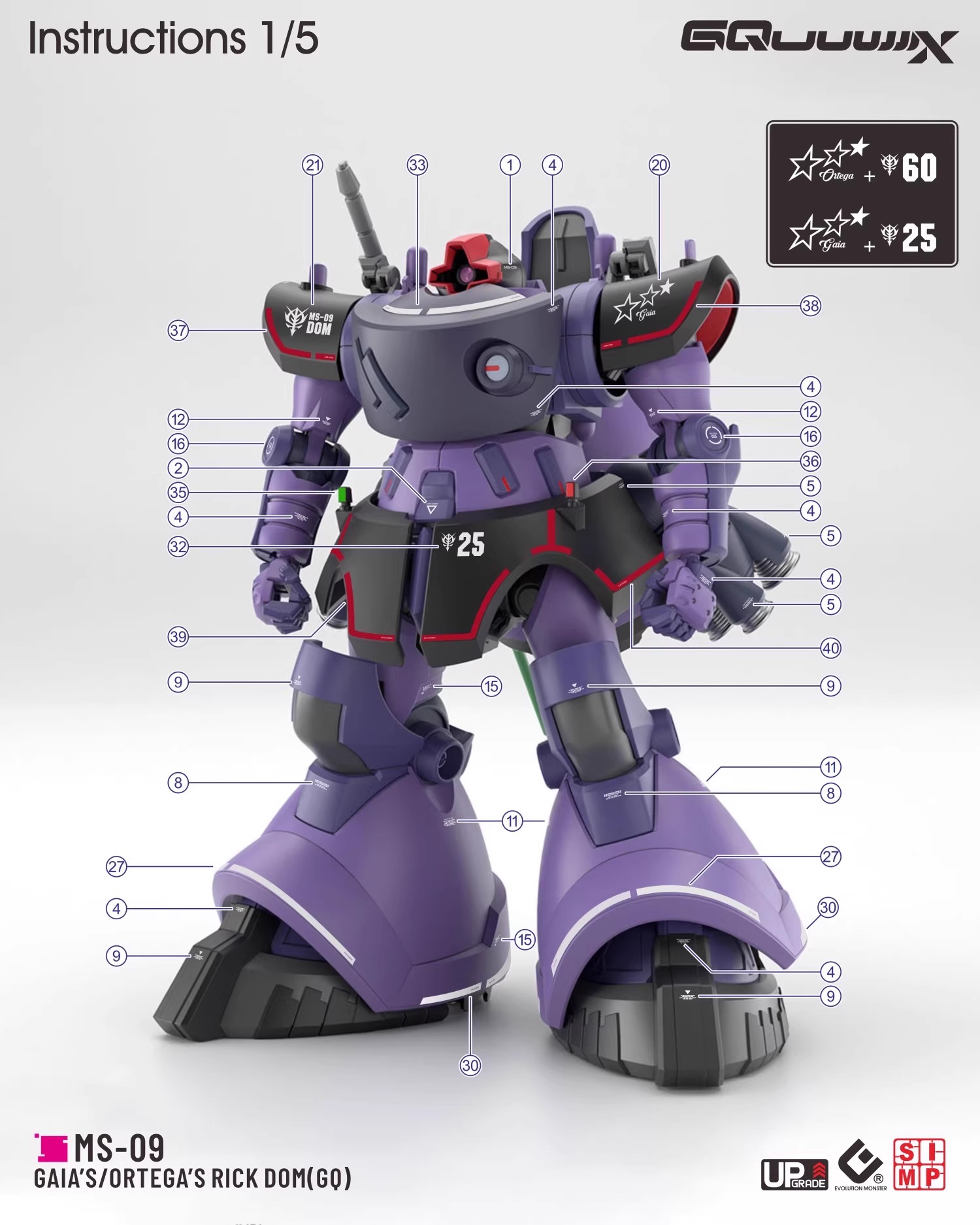 Preorder 251 Water Decal HG 1/144 Rick Dom (GQ) ยี่ห้อ S.I.M.P. Model Decal