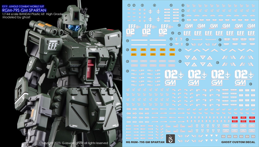 Water Decal 151 HG1/144 RGM-79S GM Spartan ยี่ห่อ Ghost-Decal