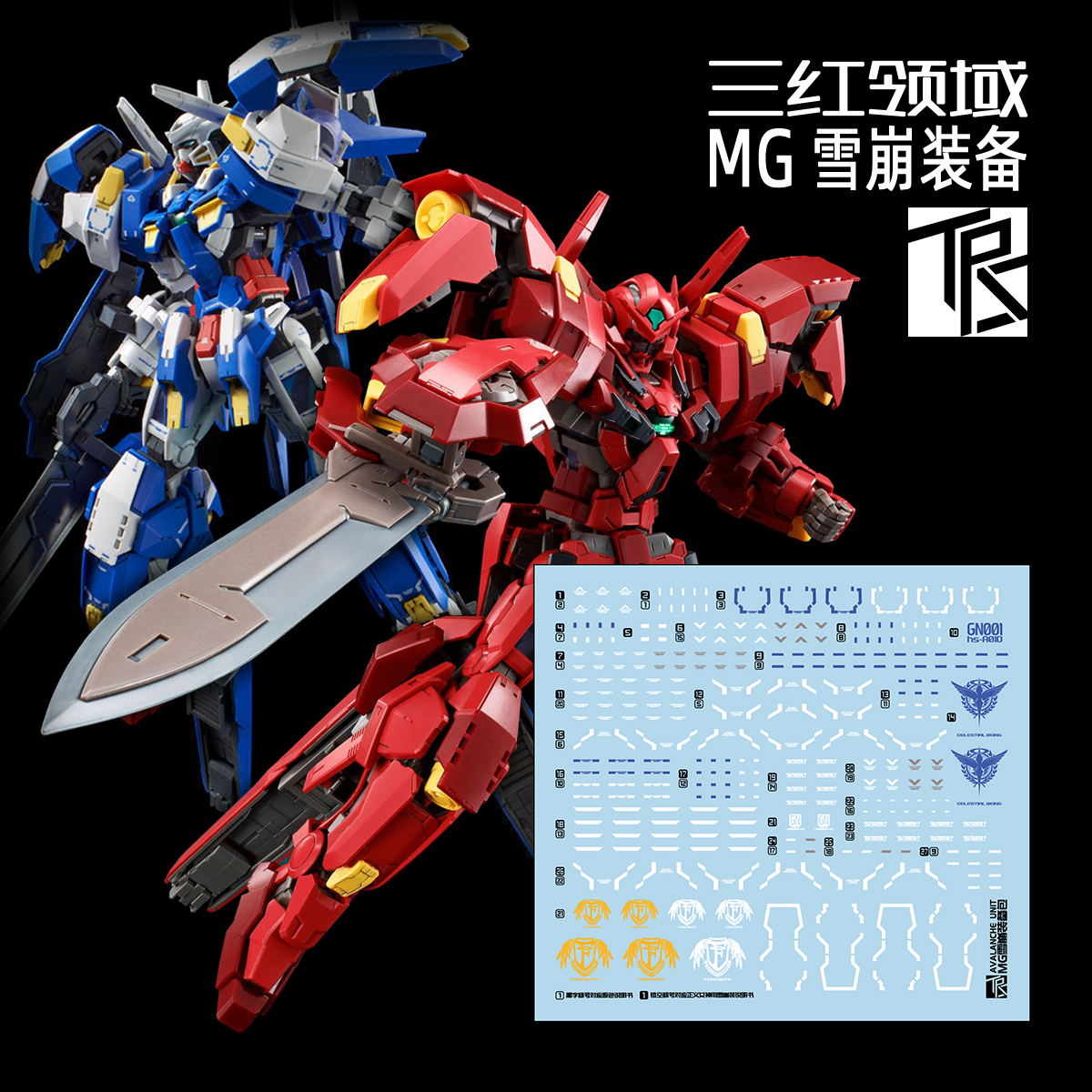 Water Decal 044 MG 1/100 AVALANCHE UNIT GUNDAM Astraea TYPE-F ยี่ห่อ TRS-Decal