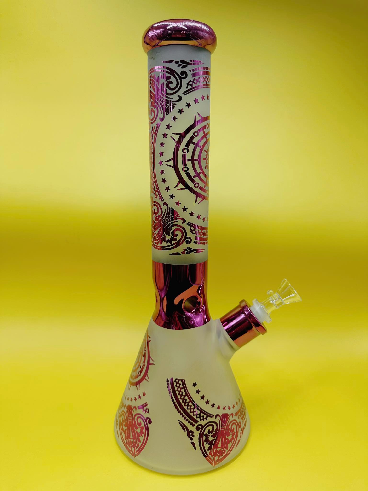 Pink Sun Star Glass Bong (7mm.)