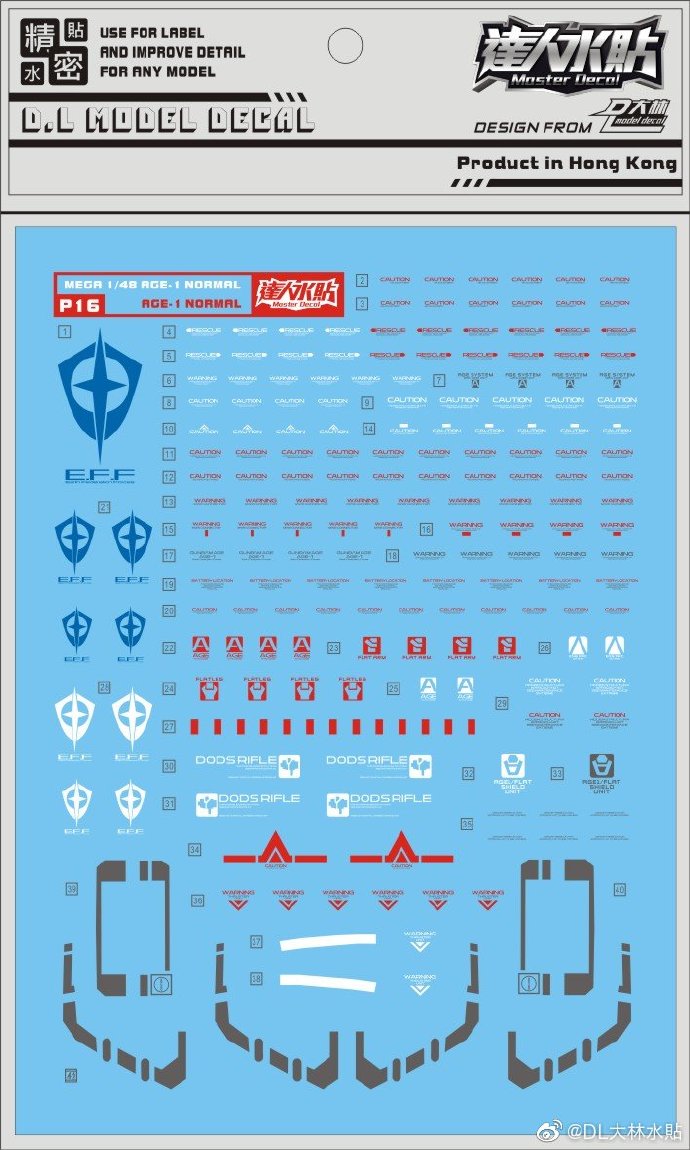 Decal P16 Megasize Gundam AGE I Normal ยี่ห่อ DL-model