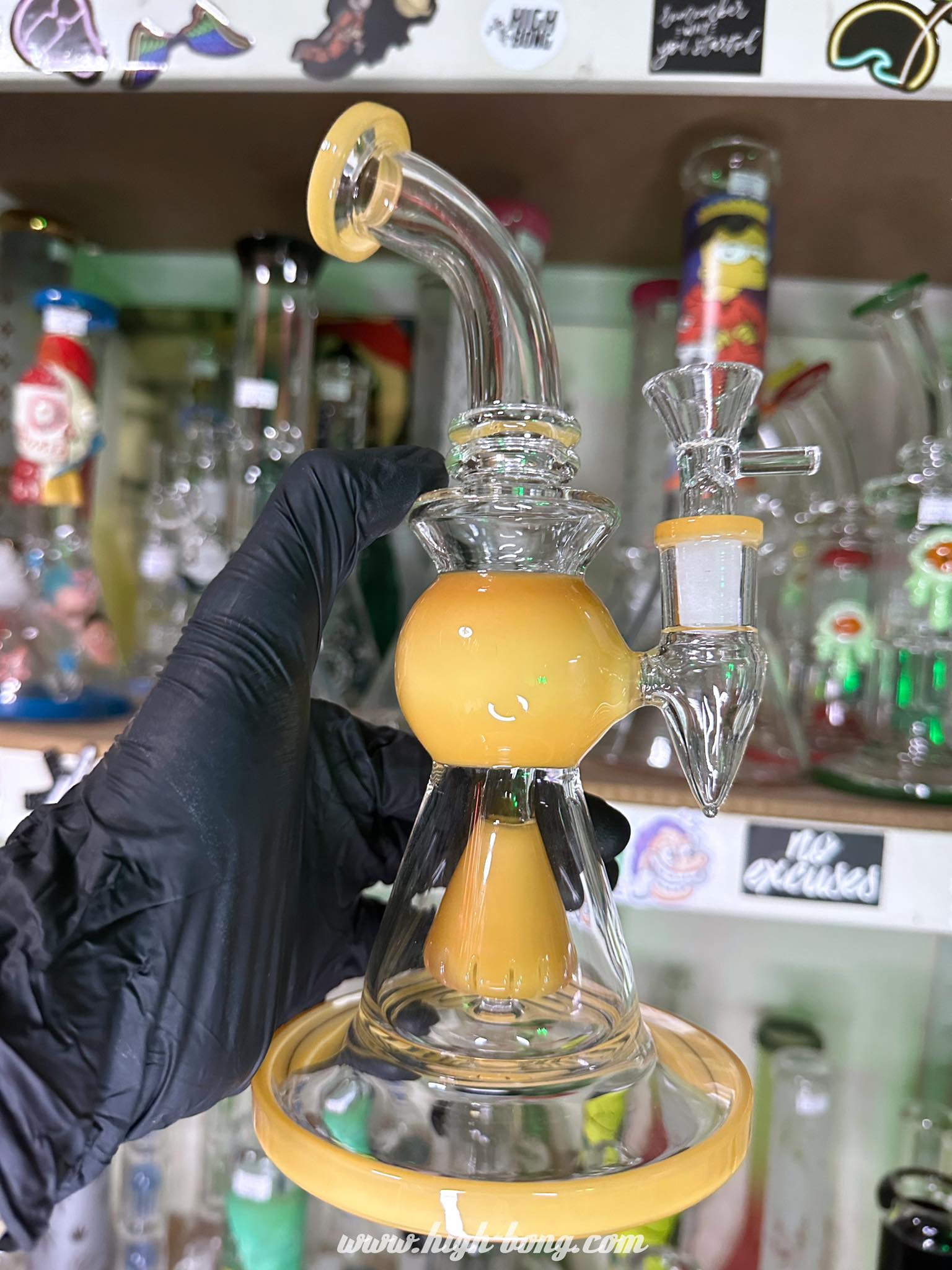 Kaew Tower Glass Bong (23cm.)(Yellow)