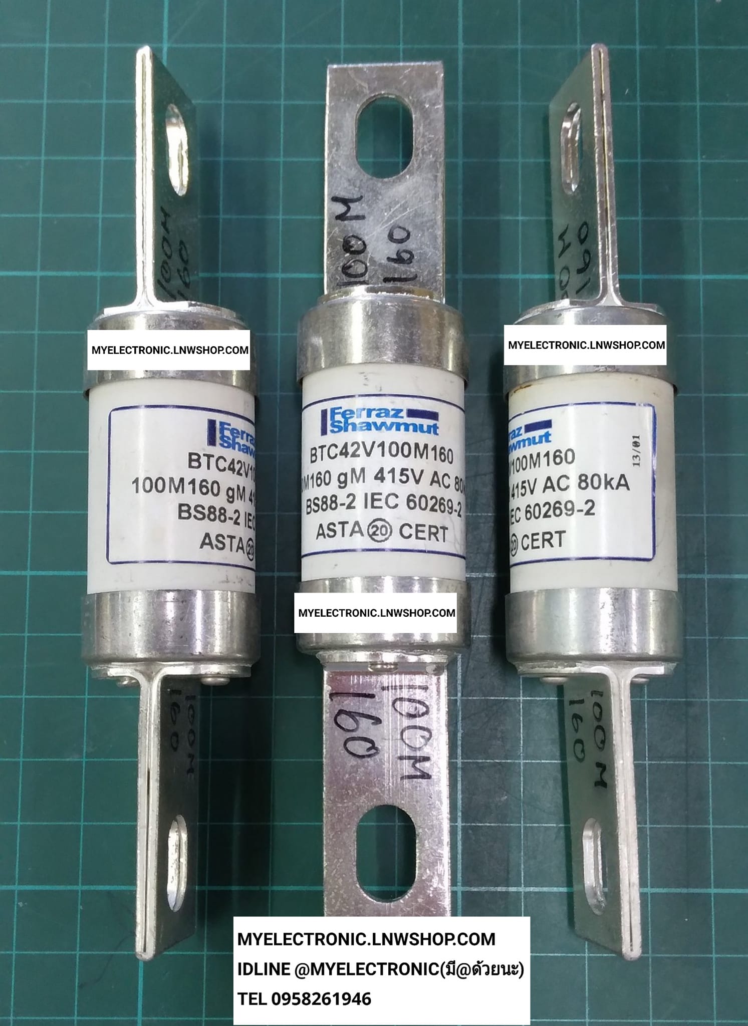 ขาย BTC42V100M160 ฟิวส์ FUSE BS88-2 415V ยี่ห้อ FERRAZ / MERSEN ของแท้ ราคา ตัวละ . . . . หน่วย บาท