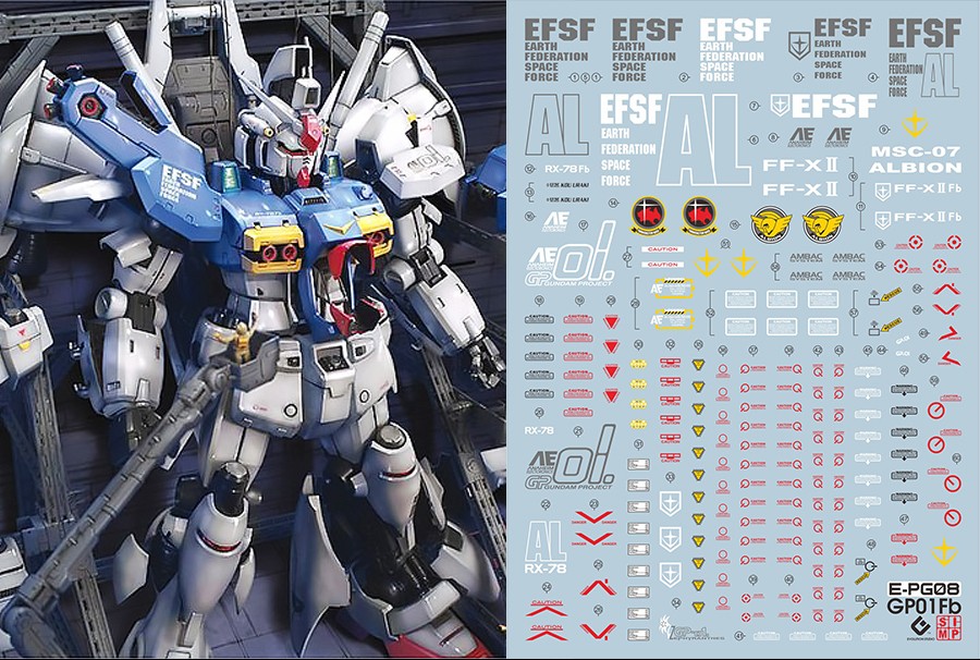 164 Water Decal PG1/160 Gundam GP01 ยี่ห่อ S.I.M.P. Model Decal