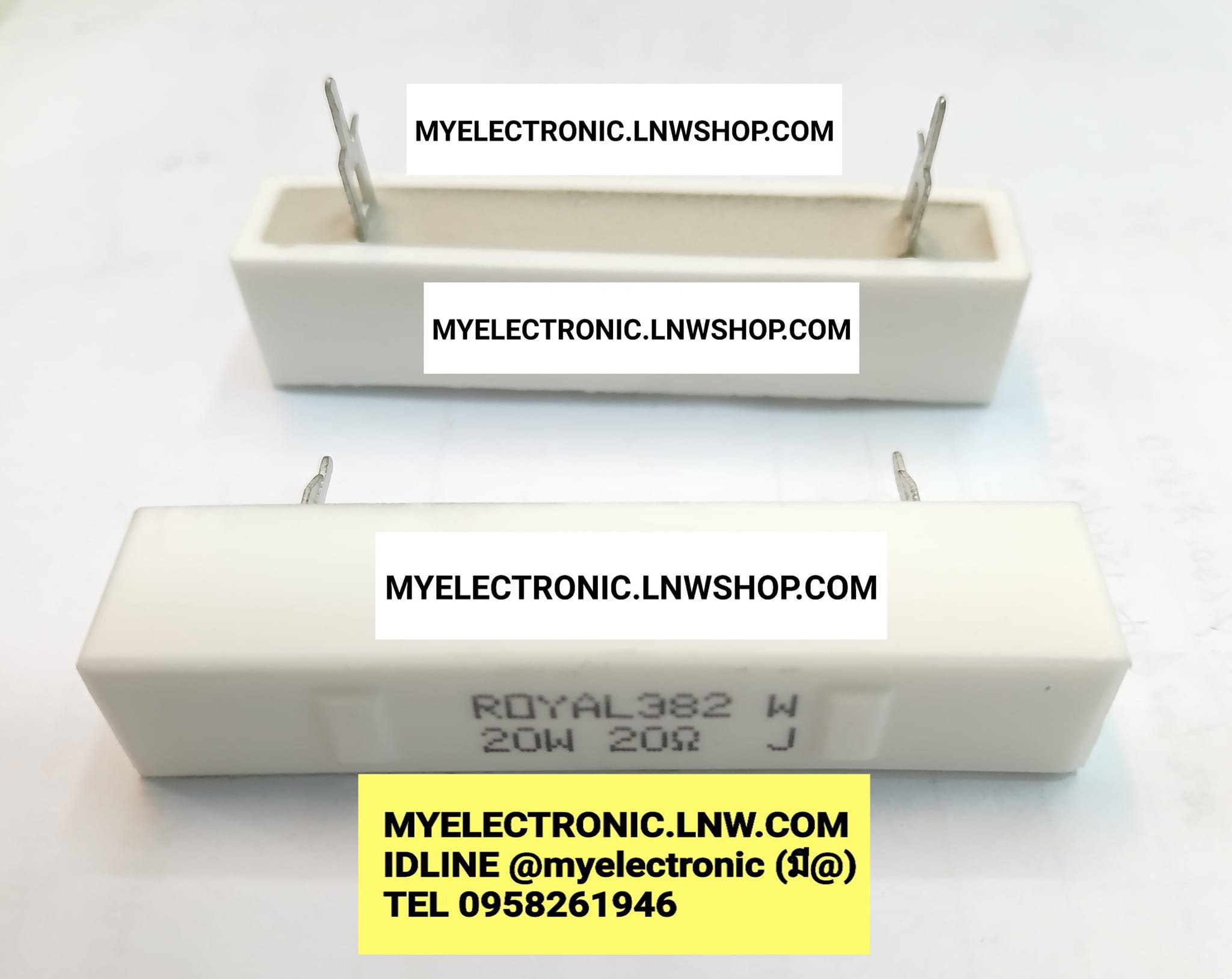 ขาย Rกระเบื้อง20W 20โอห์ม20W 20ohm R เซรามิคทนความร้อน R20W ขนาดยาว62mmสูง12mmกว้างหนา12mm.Rเซรามิค 20W20OHM ยี่ห้อ ROLAY OHME 20โอห์ม20วัคค์ ราคา ตัวะ . . . . หน่วย บาท