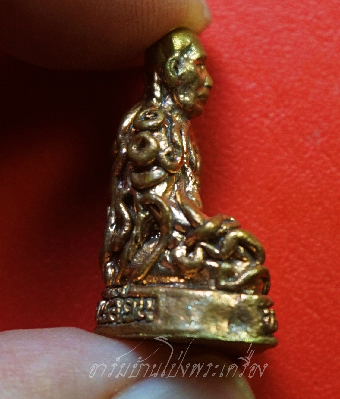 หลวงพ่อโปร่ง วัดถ้ำพรุตะเคียน จ.ชุมพร รูปหล่อยันต์ยุ่ง ก้นอุดผงพุทธคุณ ฝังตะกรุด เนื้อทองแดง เลข667(องค์ที่2)