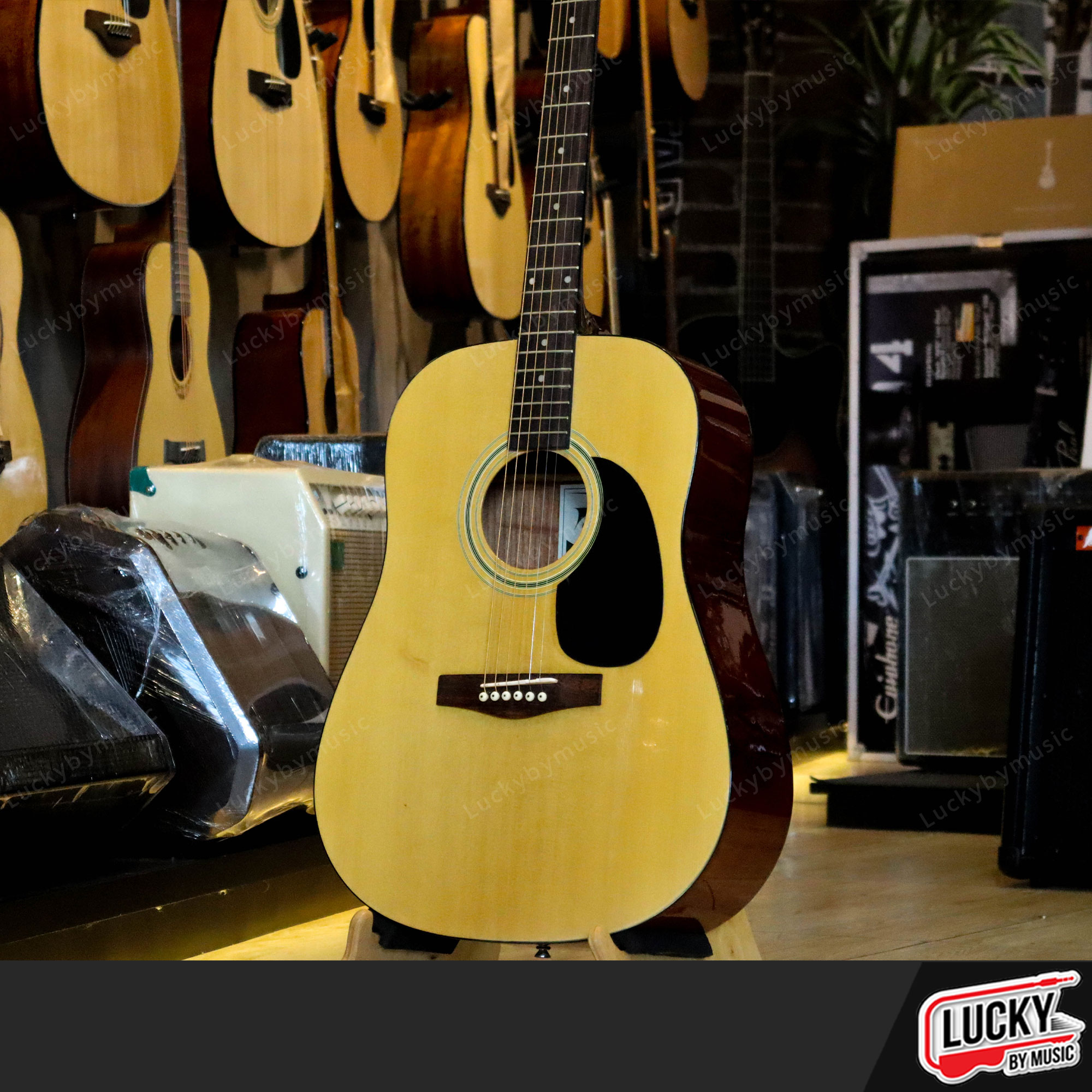 กีตาร์โปร่ง Faster รุ่น FWF-380N ขนาด41นิ้ว ทรงเต็ม ไม้หน้าสปรู๊ช กีต้าร์โปร่ง ฟรี ปิ๊ก2อัน ประแจ คู่มือ