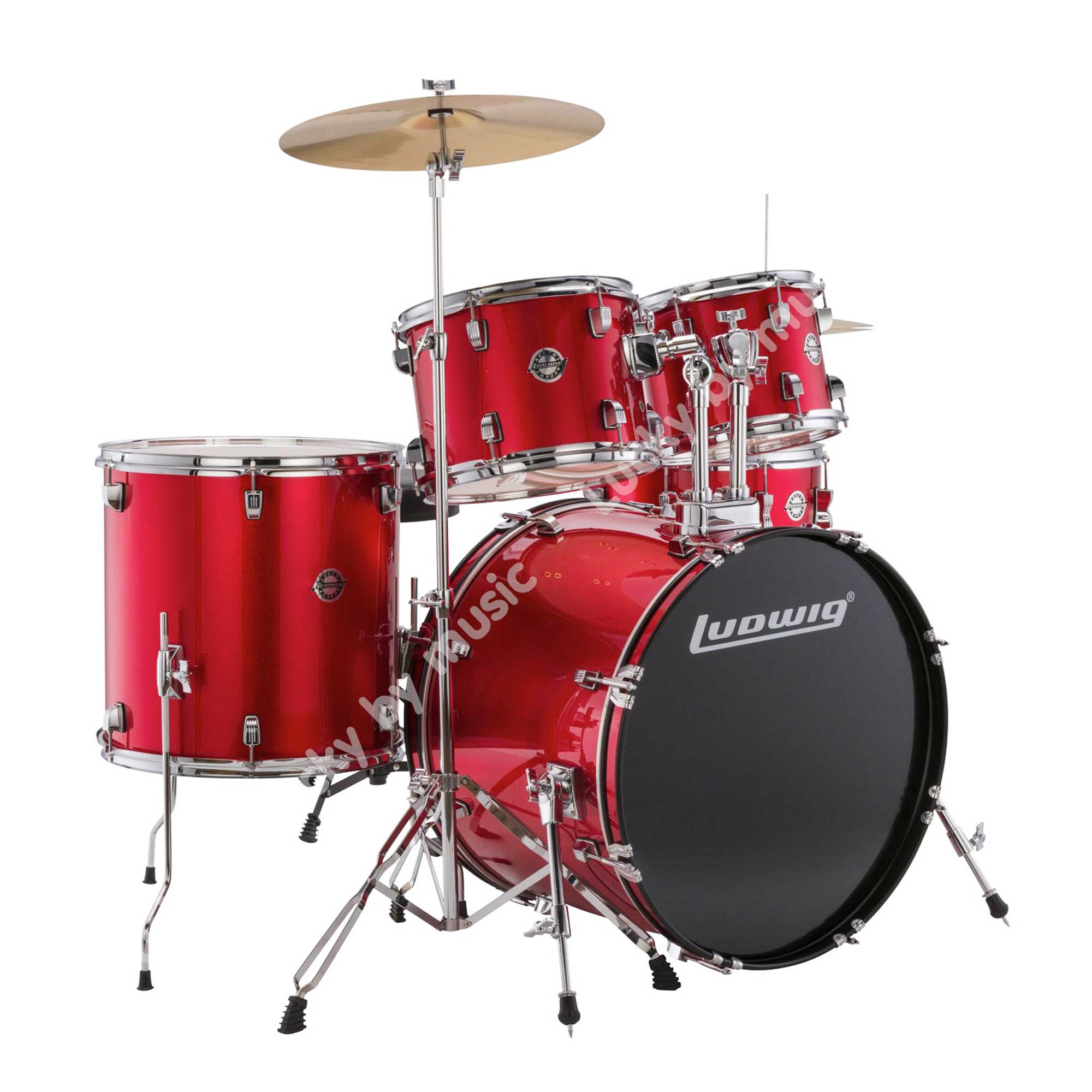 Ludwig Accent LC175 สีแดง (5Pcs Drum with 13 Hihat + 16 Crash) กลองชุดใหญ่พร้อมอุปกรณ์ ครบชุด - ลักกี้บายมิวสิค