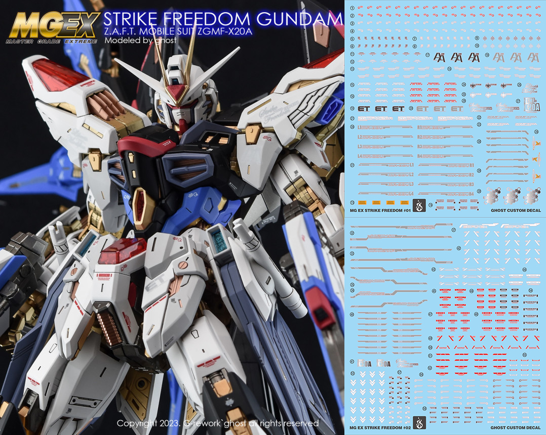 Water Decal 146 MGEX1/100 Strike Freedom Gundam ยี่ห่อ Ghost-Decal