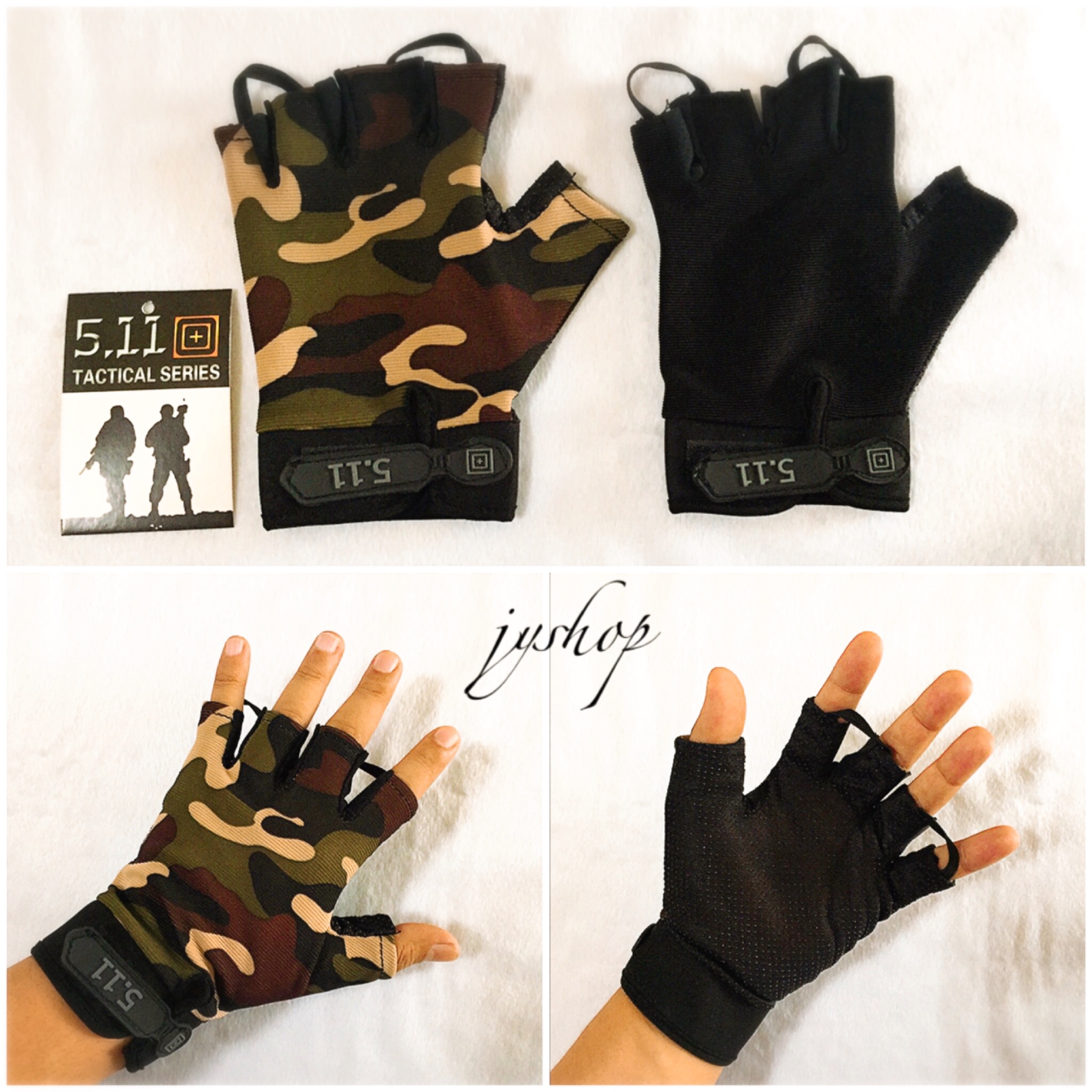 ถุงมือมอเตอร์ไซค์ ถุงมือ 5.11 Tactical แบบครึ่งนิ้ว
