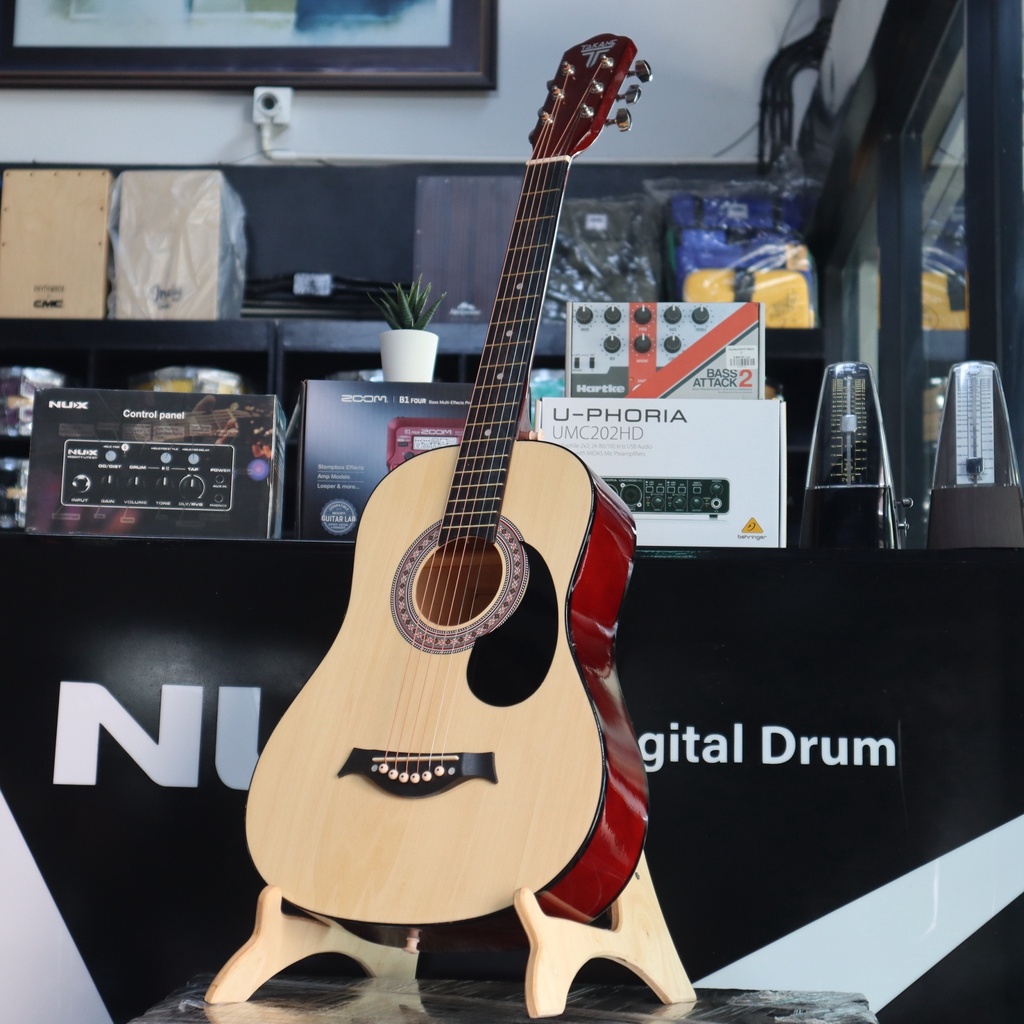 TAKANE กีต้าร์โปร่ง ขนาด36นิ้ว สีไม้ ของแถม 7 ชิ้น