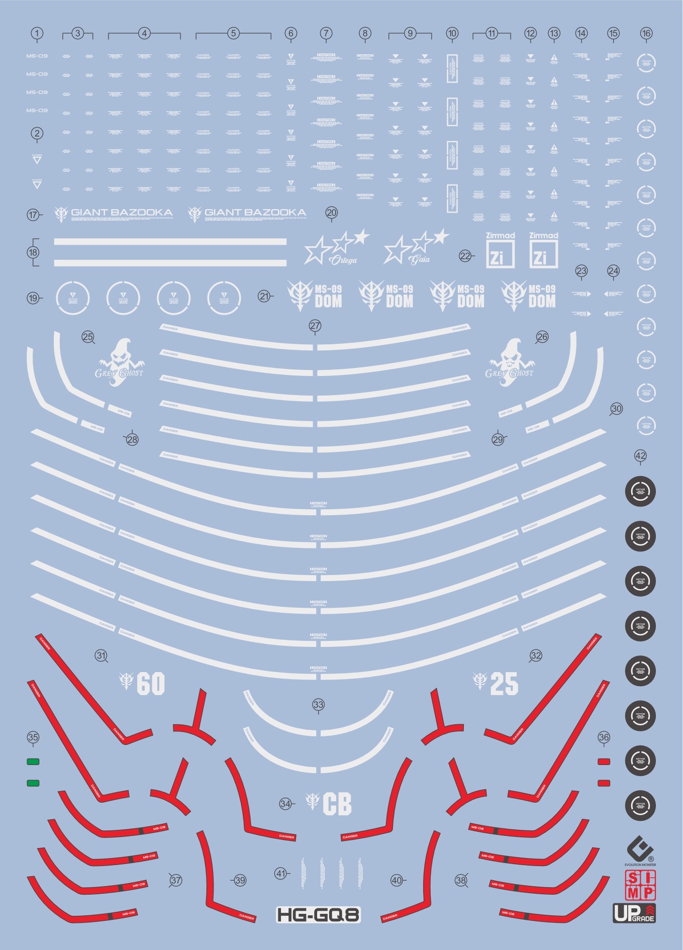Preorder 251 Water Decal HG 1/144 Rick Dom (GQ) ยี่ห้อ S.I.M.P. Model Decal